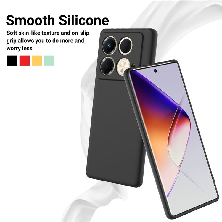 For Infinix Note 40S Case Liquid Silicone Phone Back Cover with Hand Strap - Black