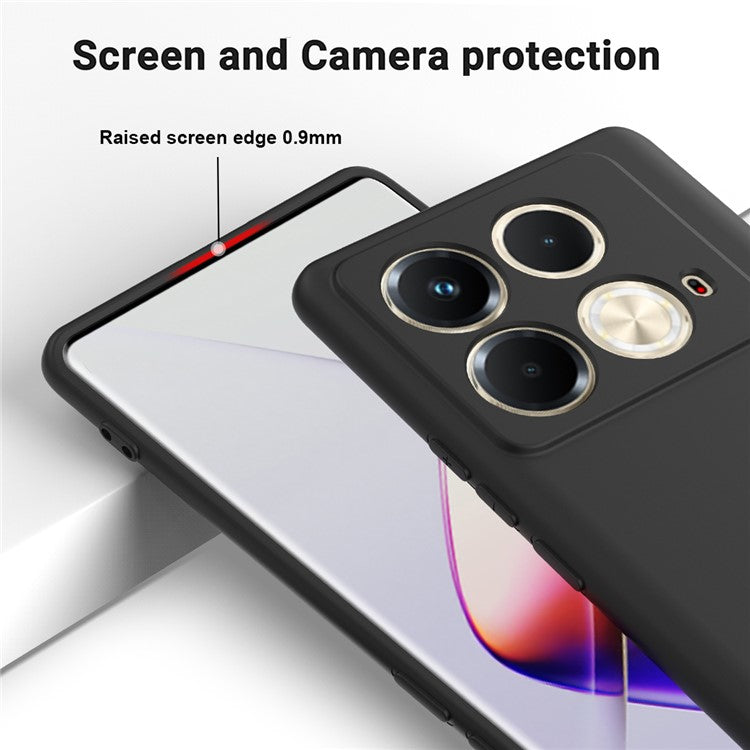 For Infinix Note 40S Case Liquid Silicone Phone Back Cover with Hand Strap - Black