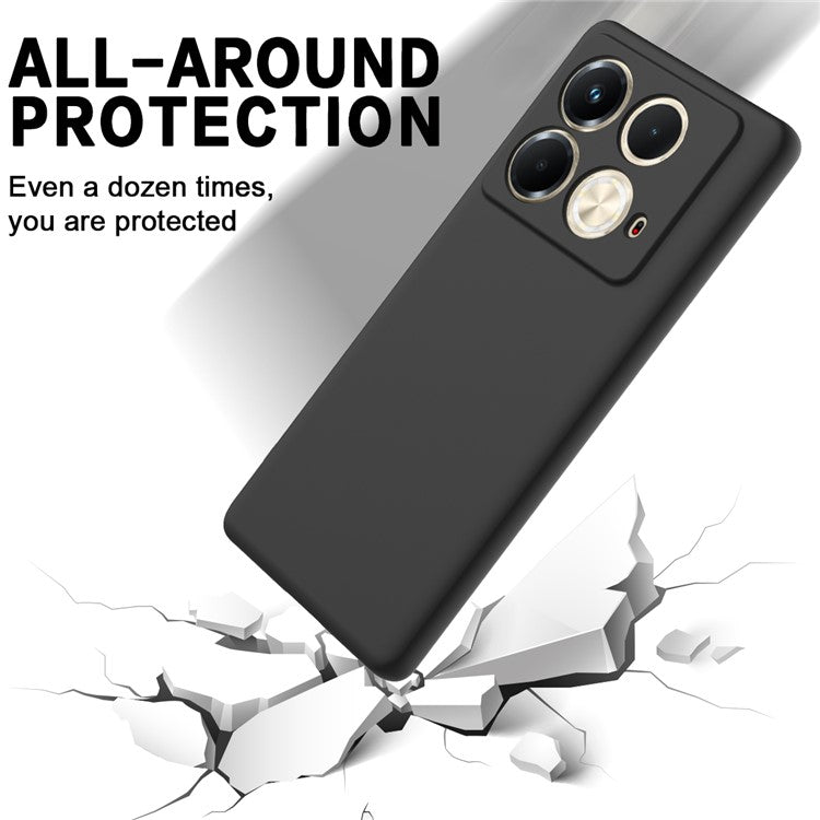 For Infinix Note 40S Case Liquid Silicone Phone Back Cover with Hand Strap - Black