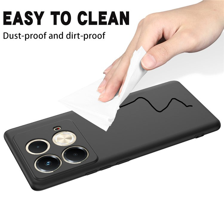 For Infinix Note 40S Case Liquid Silicone Phone Back Cover with Hand Strap - Black