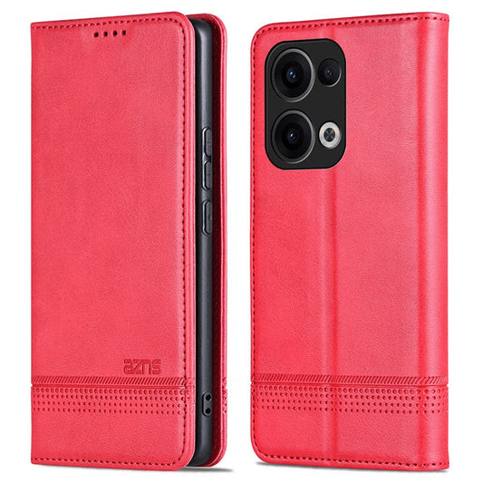 AZNS For Oppo Reno13 5G (Global) Case Cowhide Texture PU Leather Wallet Phone Cover - Red