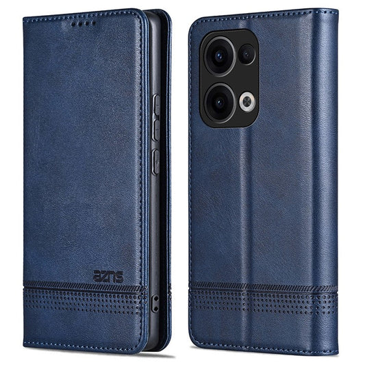 AZNS For Oppo Reno13 5G (Global) Case Cowhide Texture PU Leather Wallet Phone Cover - Blue