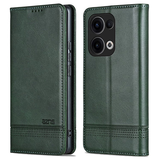 AZNS For Oppo Reno13 5G (Global) Case Cowhide Texture PU Leather Wallet Phone Cover - Green