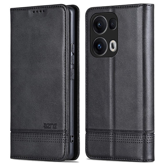 AZNS For Oppo Reno13 Pro 5G Case Cowhide Texture PU Leather Wallet Phone Cover - Black