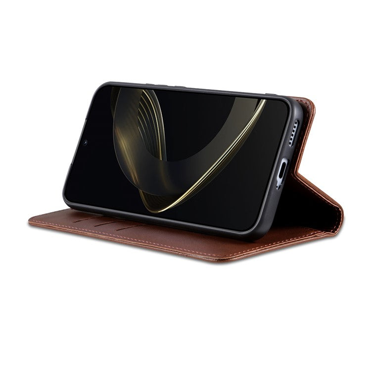 AZNS For Oppo Reno13 Pro 5G Case Cowhide Texture PU Leather Wallet Phone Cover - Coffee