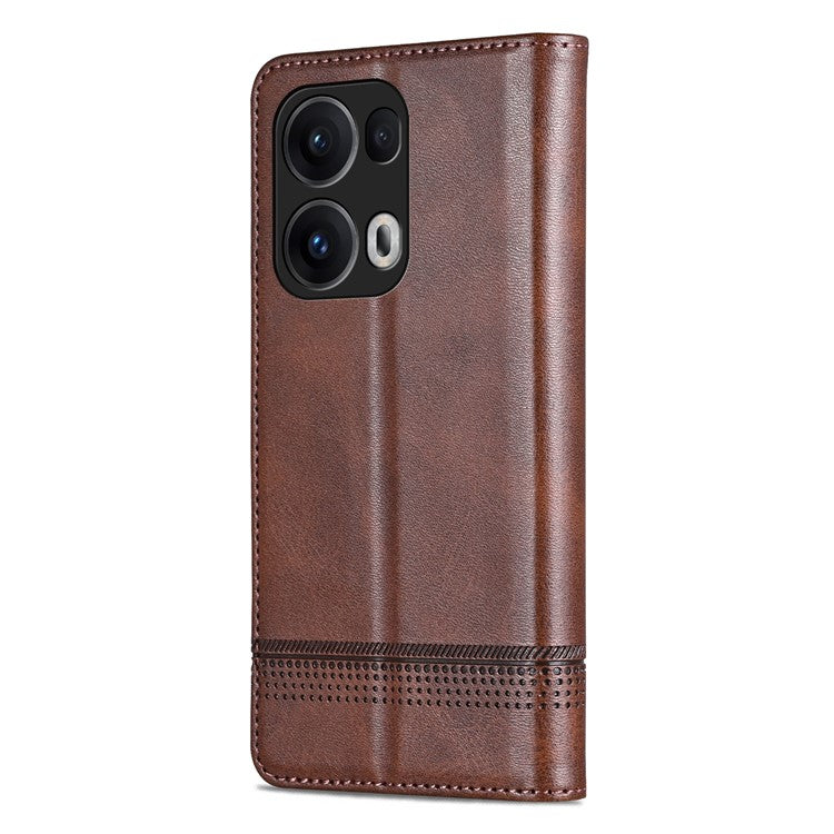 AZNS For Oppo Reno13 Pro 5G Case Cowhide Texture PU Leather Wallet Phone Cover - Coffee