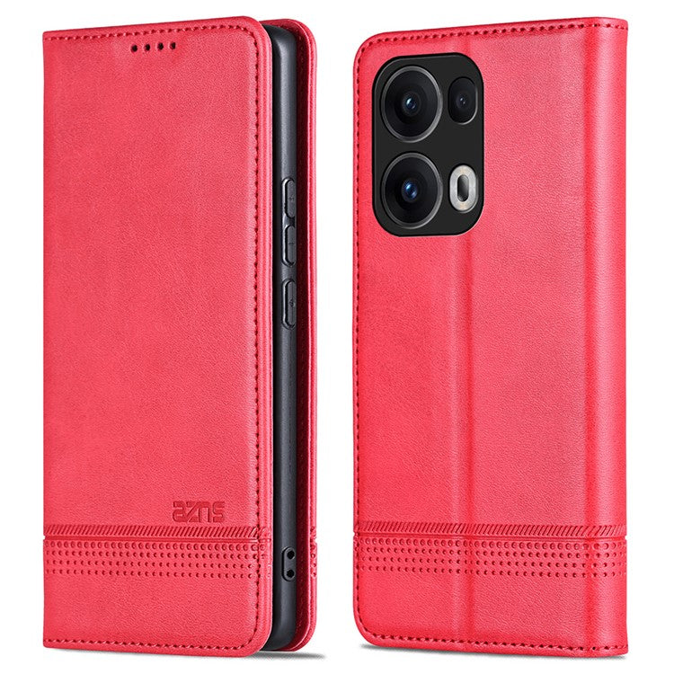 AZNS For Oppo Reno13 Pro 5G Case Cowhide Texture PU Leather Wallet Phone Cover - Red