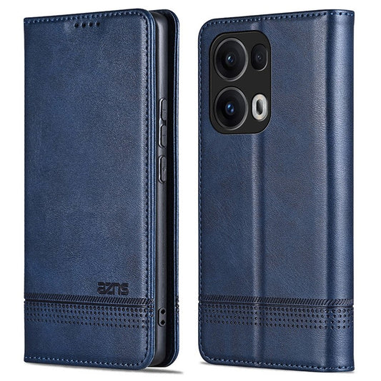 AZNS For Oppo Reno13 Pro 5G Case Cowhide Texture PU Leather Wallet Phone Cover - Blue