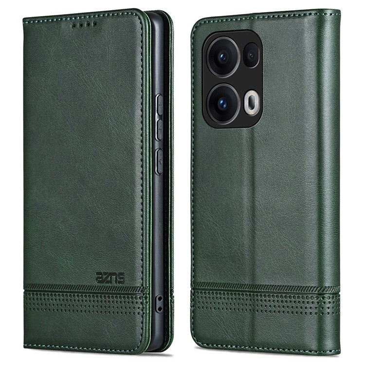 AZNS For Oppo Reno13 Pro 5G Case Cowhide Texture PU Leather Wallet Phone Cover - Green