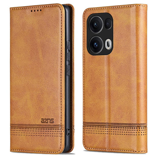 AZNS For Oppo Reno13 Pro 5G Case Cowhide Texture PU Leather Wallet Phone Cover - Brown