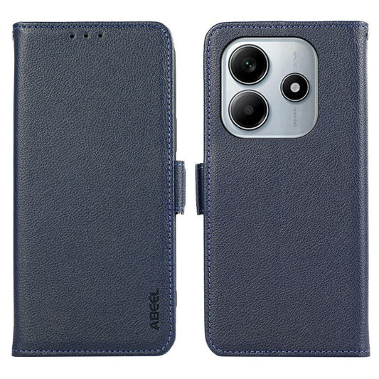 ABEEL For Xiaomi Redmi Note 14 5G Case Litchi Texture Leather RFID Blocking Phone Cover - Blue