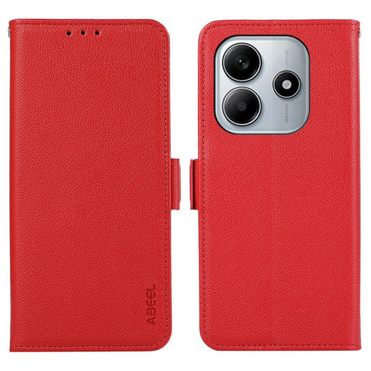 ABEEL For Xiaomi Redmi Note 14 5G Case Litchi Texture Leather RFID Blocking Phone Cover - Red