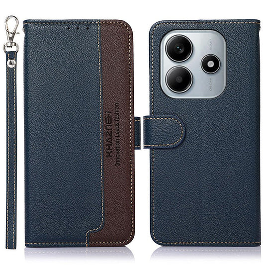 KHAZNEH For Xiaomi Redmi Note 14 5G Case RFID Blocking Wallet PU Leather Phone Cover - Blue