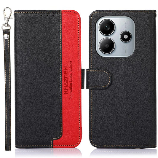 KHAZNEH For Xiaomi Redmi Note 14 5G Case RFID Blocking Wallet PU Leather Phone Cover - Black