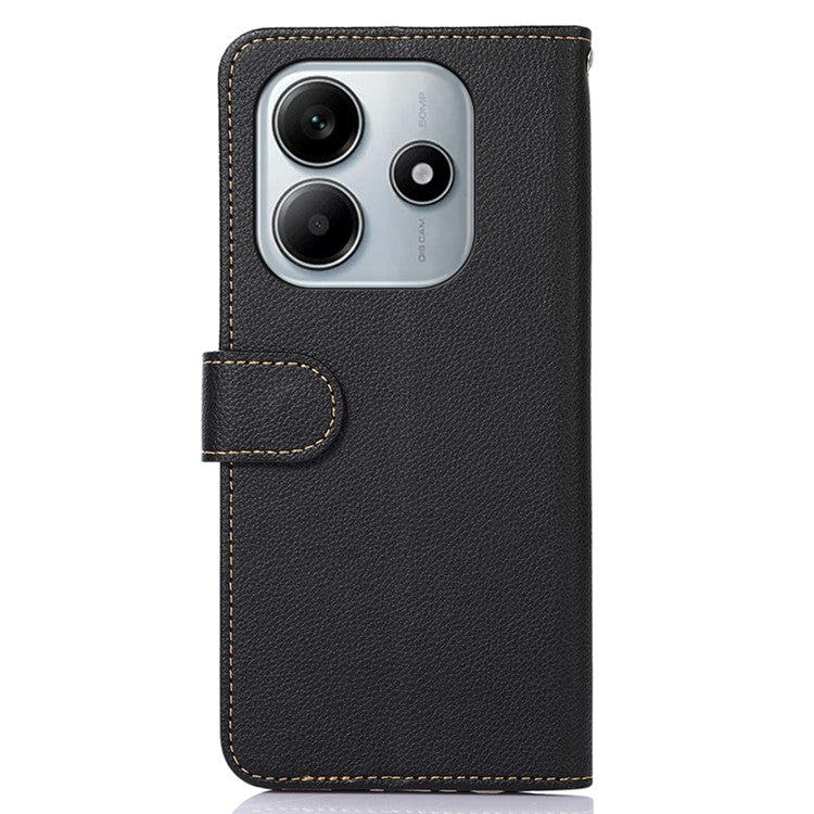 KHAZNEH For Xiaomi Redmi Note 14 5G Case RFID Blocking Wallet PU Leather Phone Cover - Black