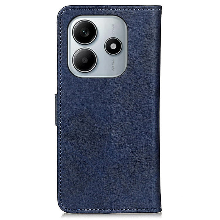 For Xiaomi Redmi Note 14 5G Wallet Case Cowhide Texture Leather Stand Phone Cover - Blue