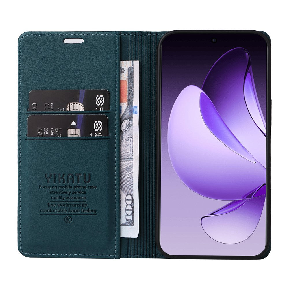 For Oppo Reno13 Pro 5G Phone Cases YIKATU Magnetic Closure PU Leather Mobile Cover - Green
