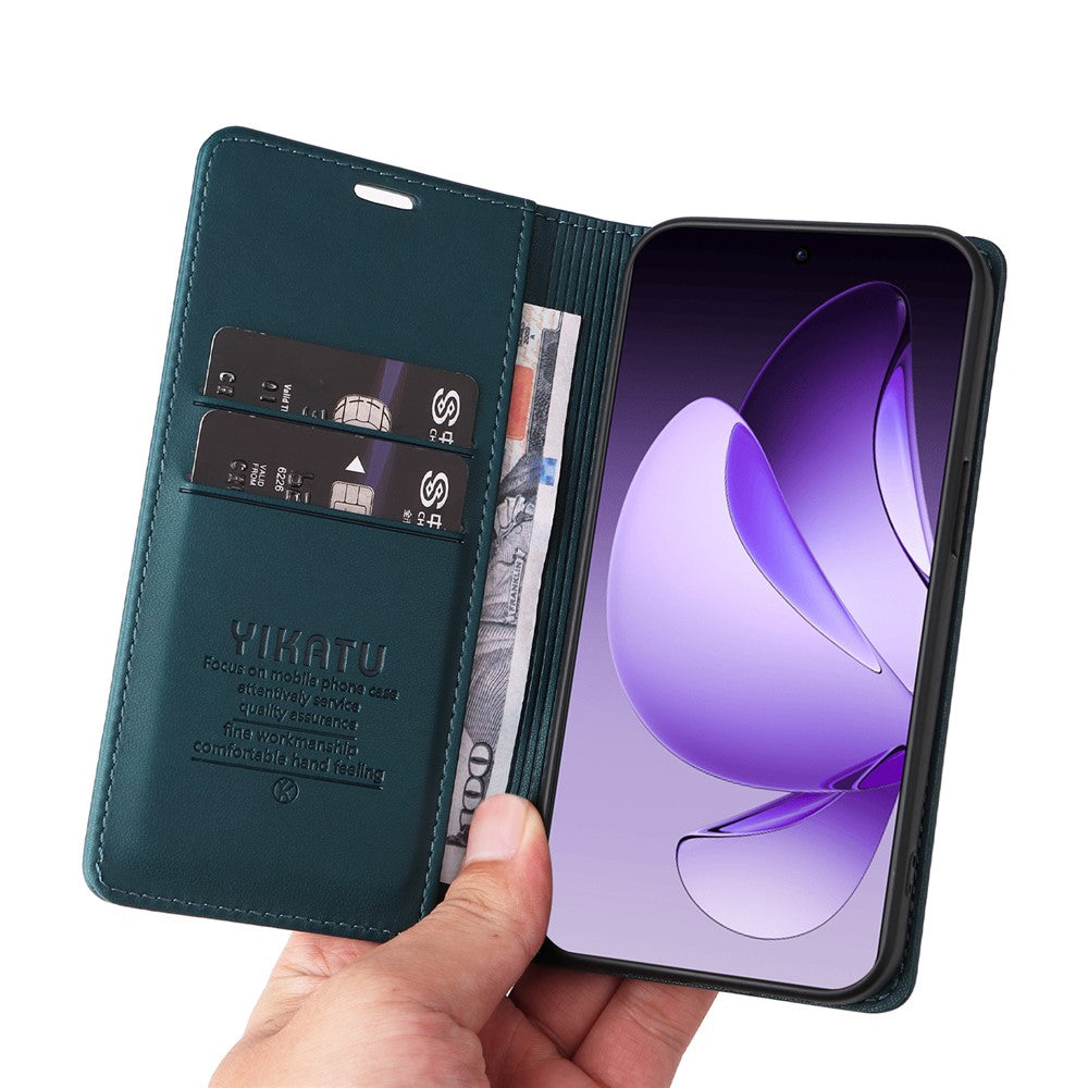For Oppo Reno13 Pro 5G Phone Cases YIKATU Magnetic Closure PU Leather Mobile Cover - Green
