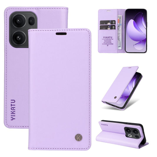For Oppo Reno13 Pro 5G Phone Cases YIKATU Magnetic Closure PU Leather Mobile Cover -  Light Purple