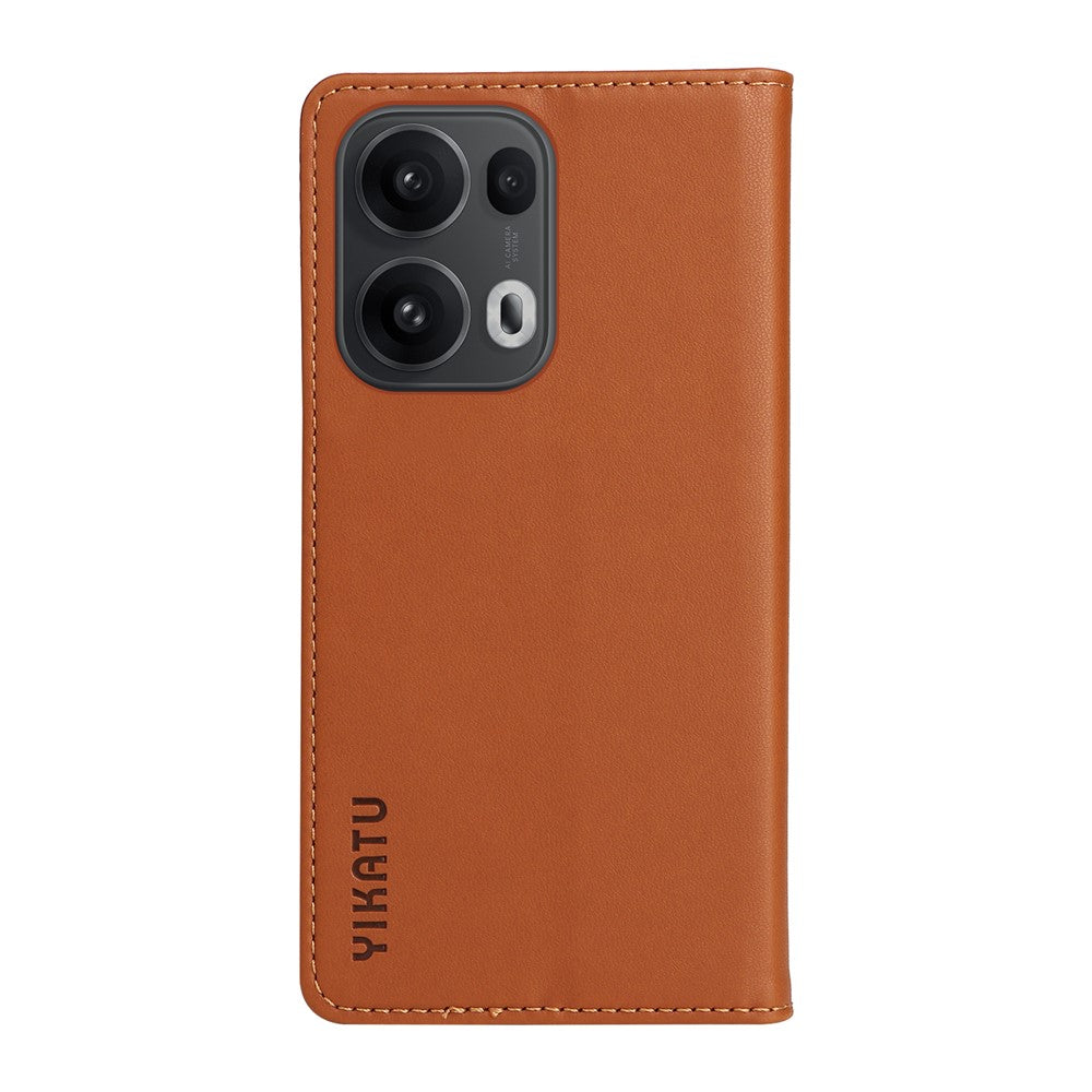 For Oppo Reno13 Pro 5G Phone Cases YIKATU Magnetic Closure PU Leather Mobile Cover - Brown