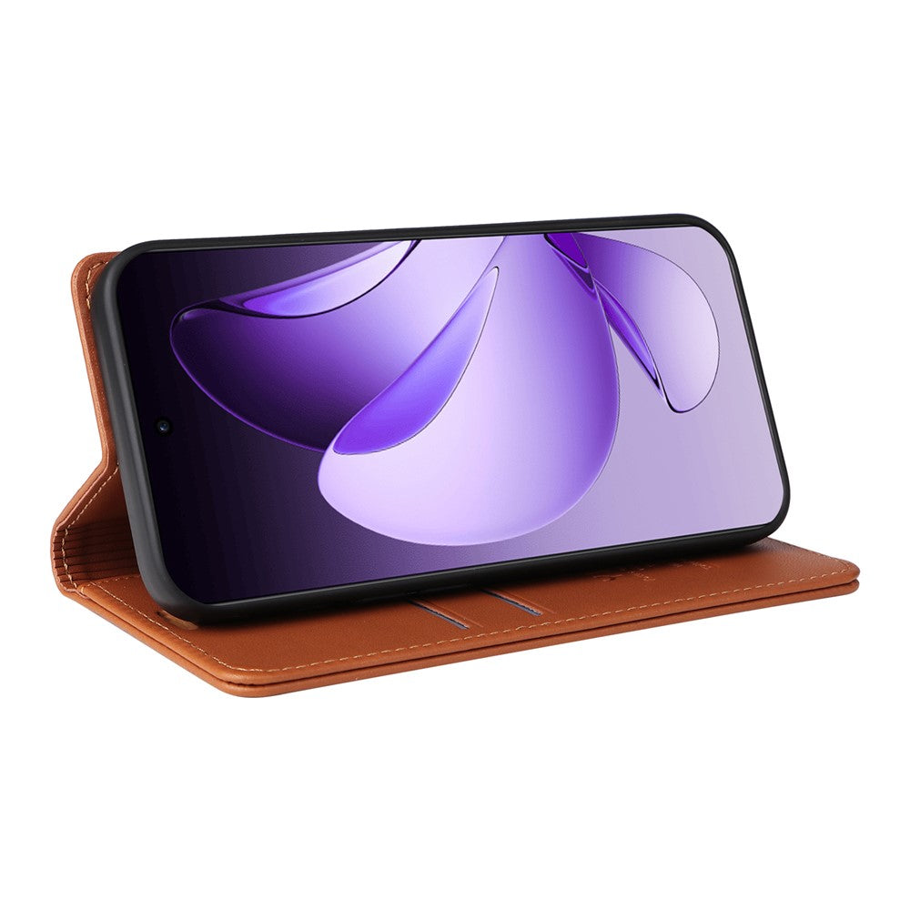 For Oppo Reno13 Pro 5G Phone Cases YIKATU Magnetic Closure PU Leather Mobile Cover - Brown