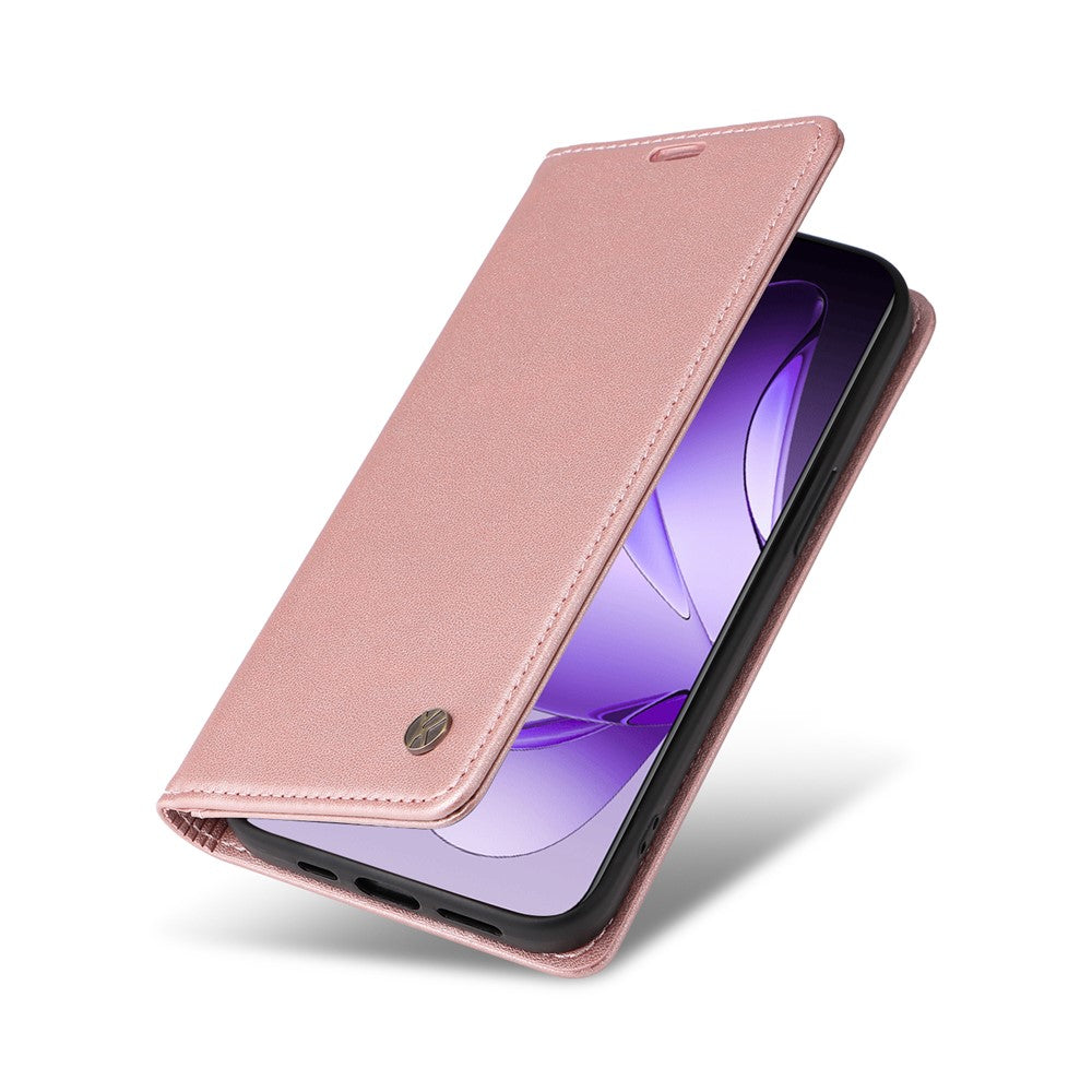 For Oppo Reno13 Pro 5G Phone Cases YIKATU Magnetic Closure PU Leather Mobile Cover -  Rose Gold