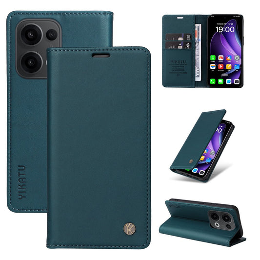 For Oppo Reno13 5G (Global) Phone Cases YIKATU Magnetic Closure PU Leather Mobile Cover - Green
