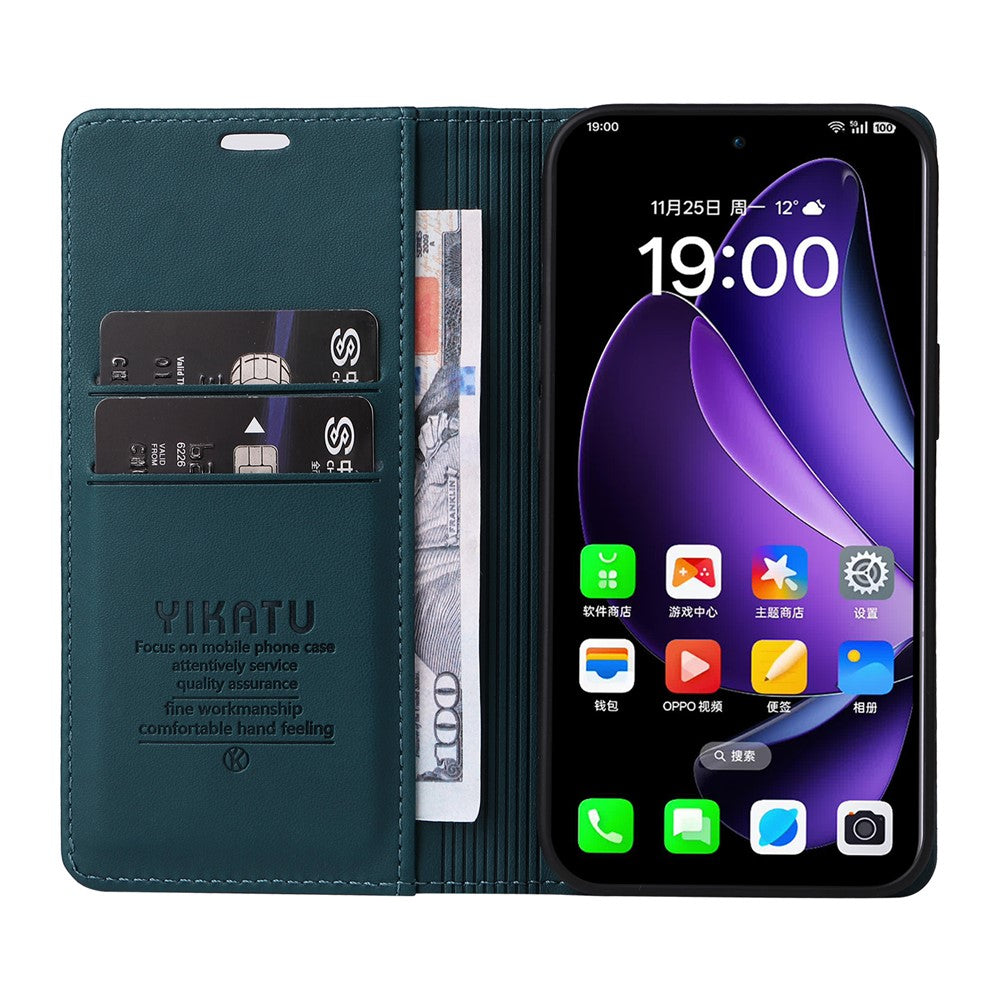 For Oppo Reno13 5G (Global) Phone Cases YIKATU Magnetic Closure PU Leather Mobile Cover - Green