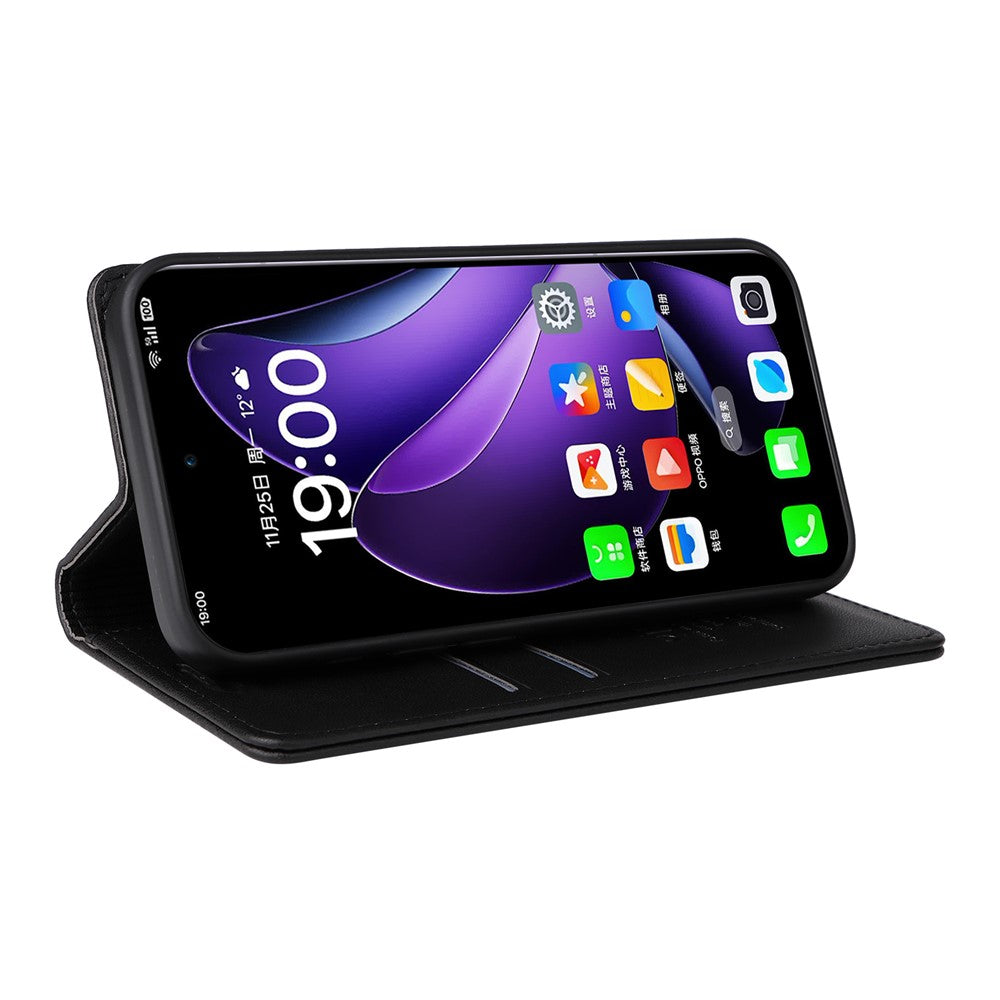 For Oppo Reno13 5G (Global) Phone Cases YIKATU Magnetic Closure PU Leather Mobile Cover - Black