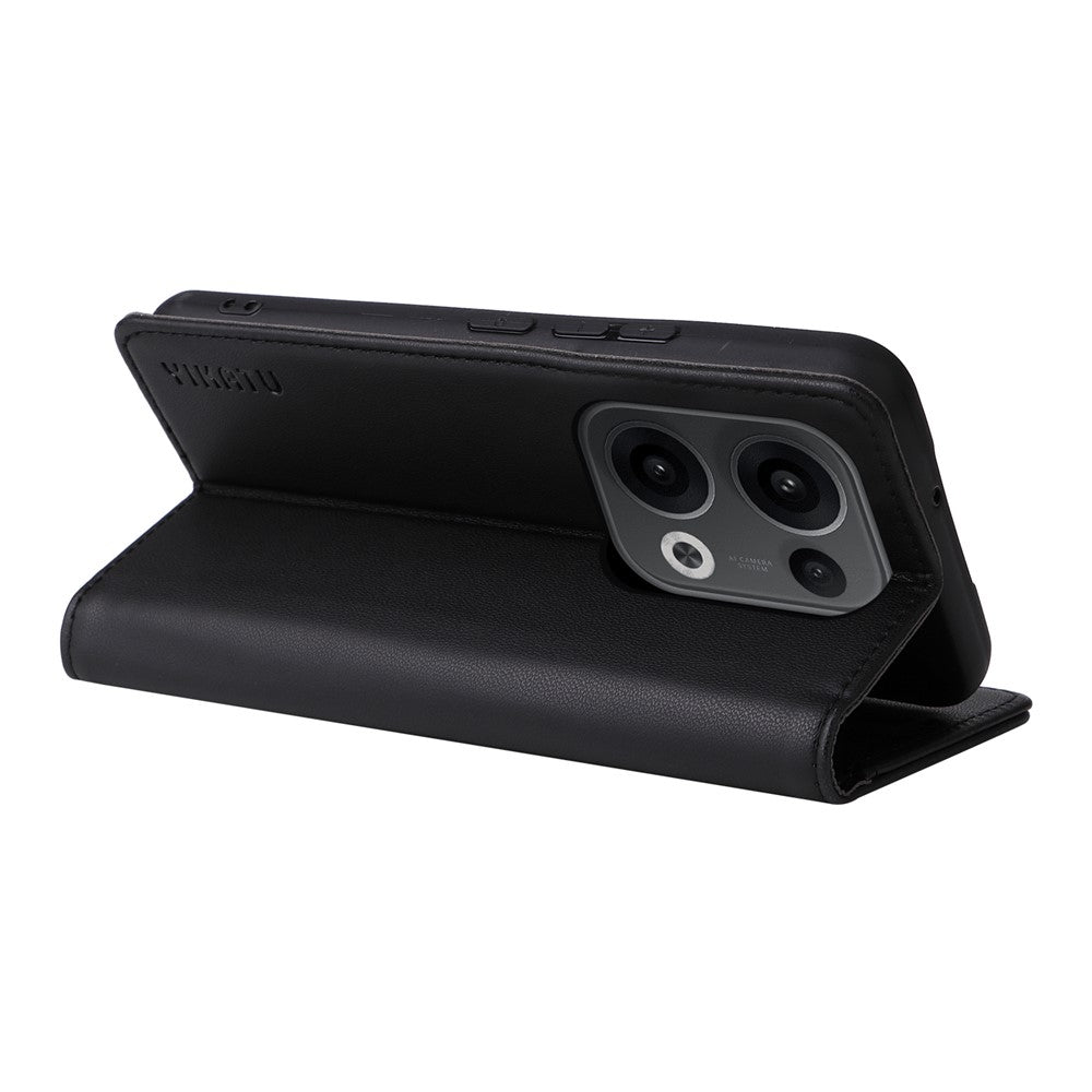 For Oppo Reno13 5G (Global) Phone Cases YIKATU Magnetic Closure PU Leather Mobile Cover - Black