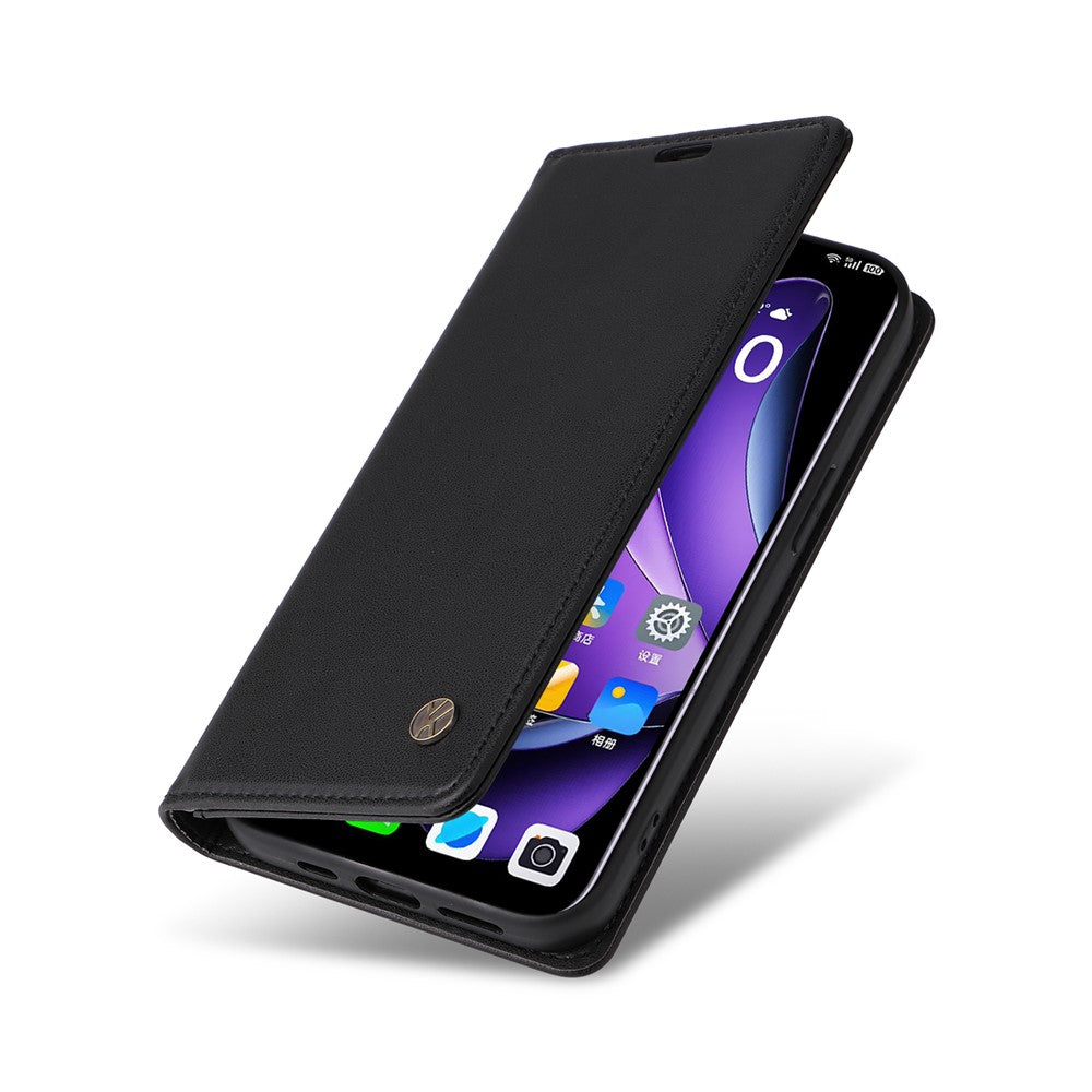 For Oppo Reno13 5G (Global) Phone Cases YIKATU Magnetic Closure PU Leather Mobile Cover - Black