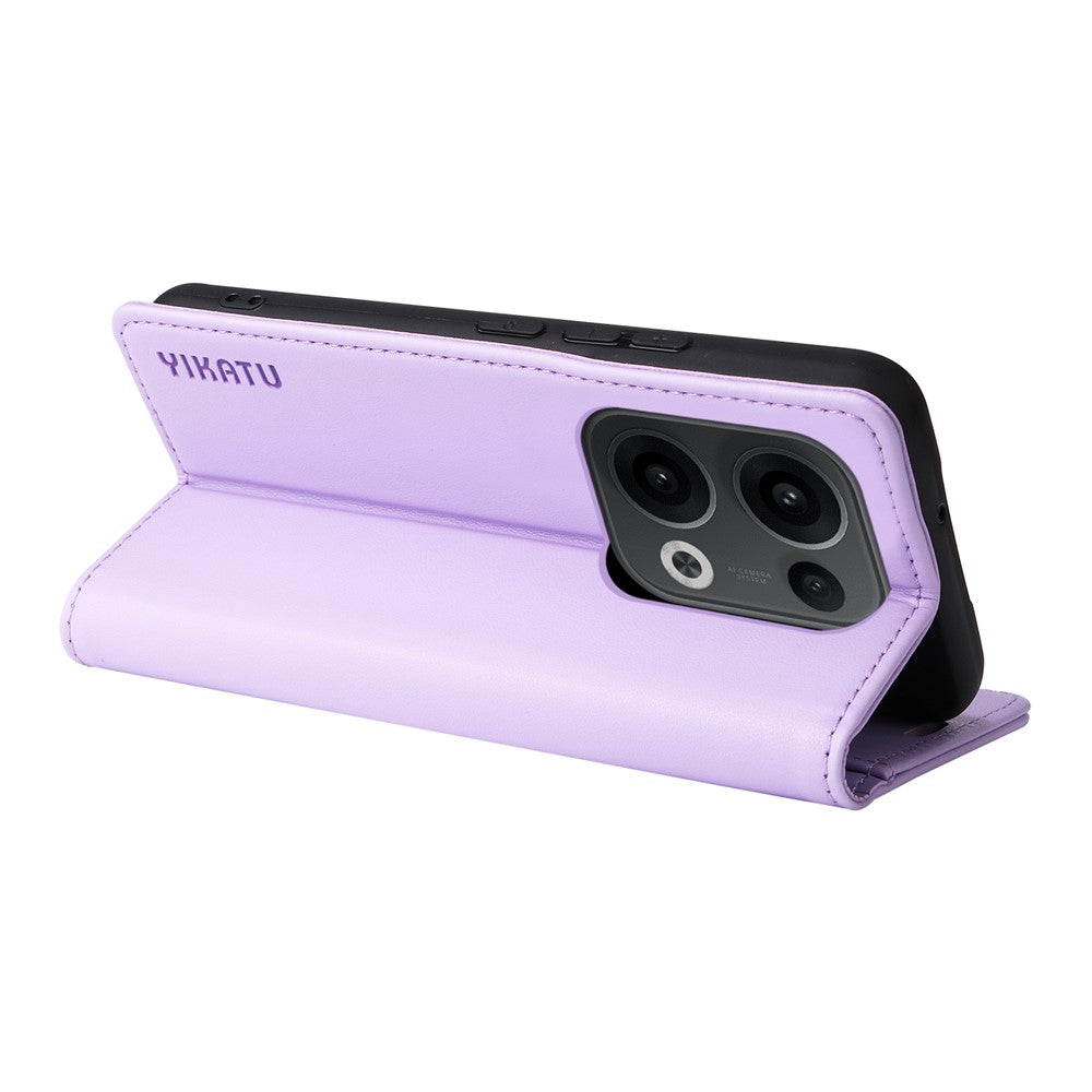 For Oppo Reno13 5G (Global) Phone Cases YIKATU Magnetic Closure PU Leather Mobile Cover -  Light Purple