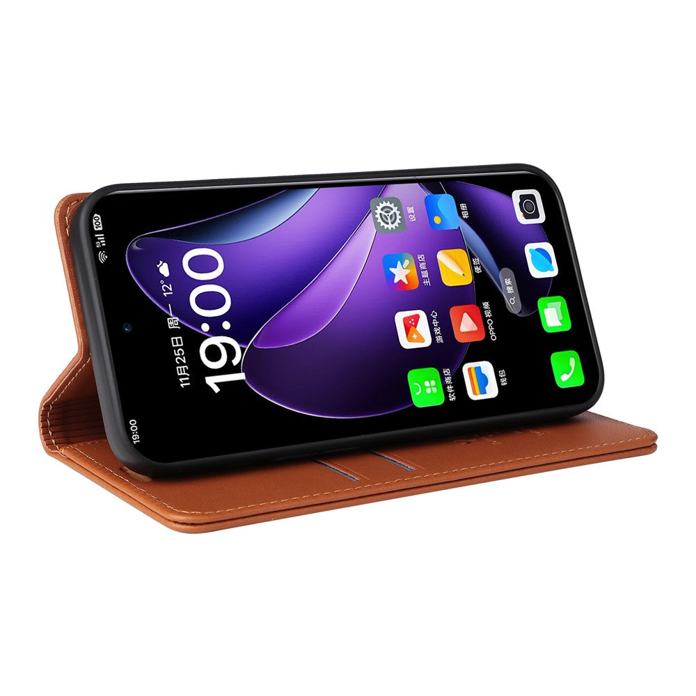 For Oppo Reno13 5G (Global) Phone Cases YIKATU Magnetic Closure PU Leather Mobile Cover - Brown