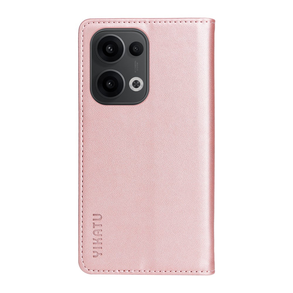 For Oppo Reno13 5G (Global) Phone Cases YIKATU Magnetic Closure PU Leather Mobile Cover -  Rose Gold