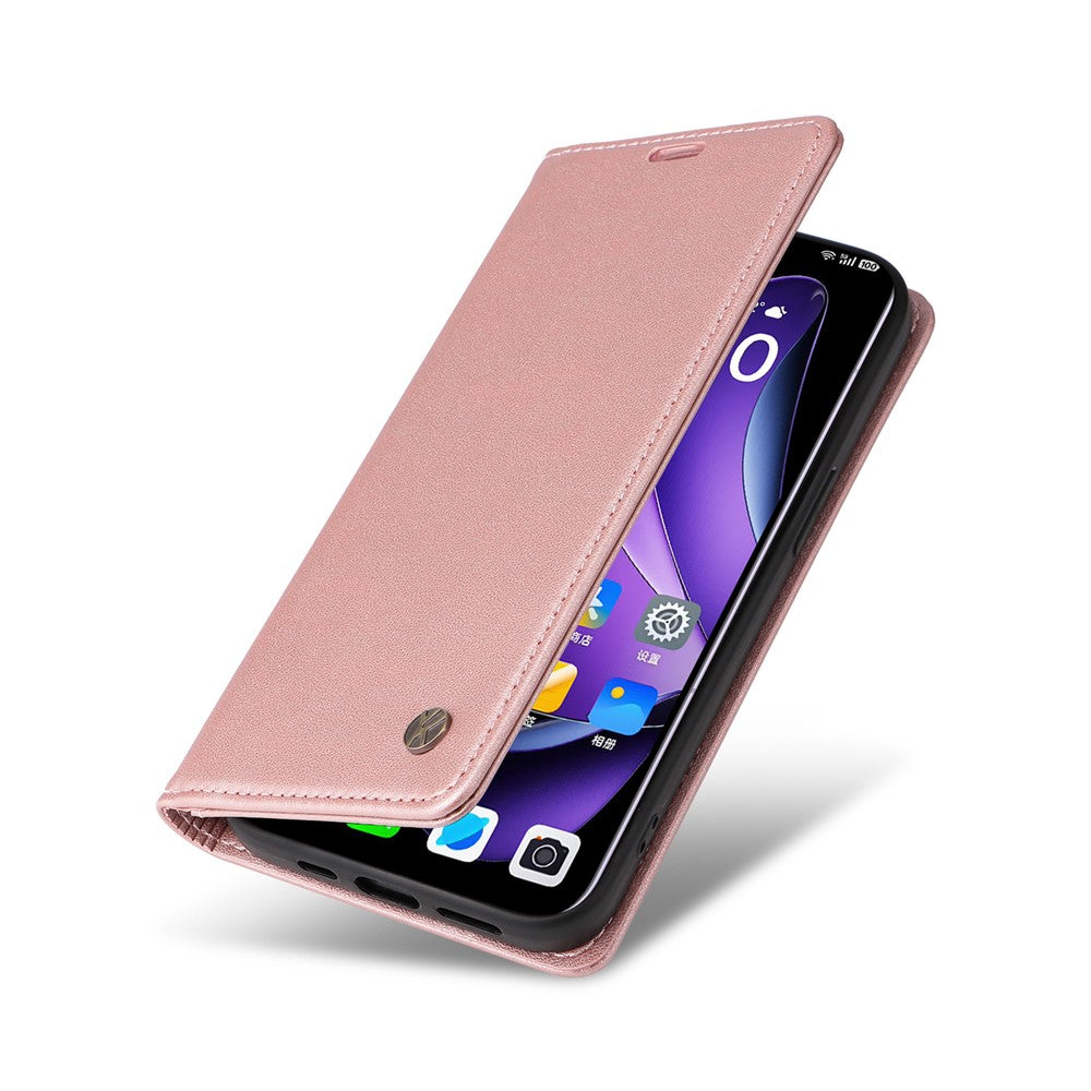 For Oppo Reno13 5G (Global) Phone Cases YIKATU Magnetic Closure PU Leather Mobile Cover -  Rose Gold