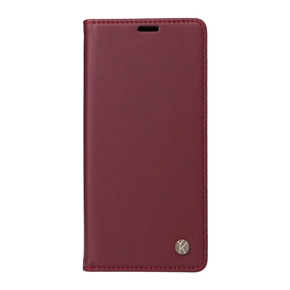 For Oppo Reno13 5G (Global) Phone Cases YIKATU Magnetic Closure PU Leather Mobile Cover - Wine Red