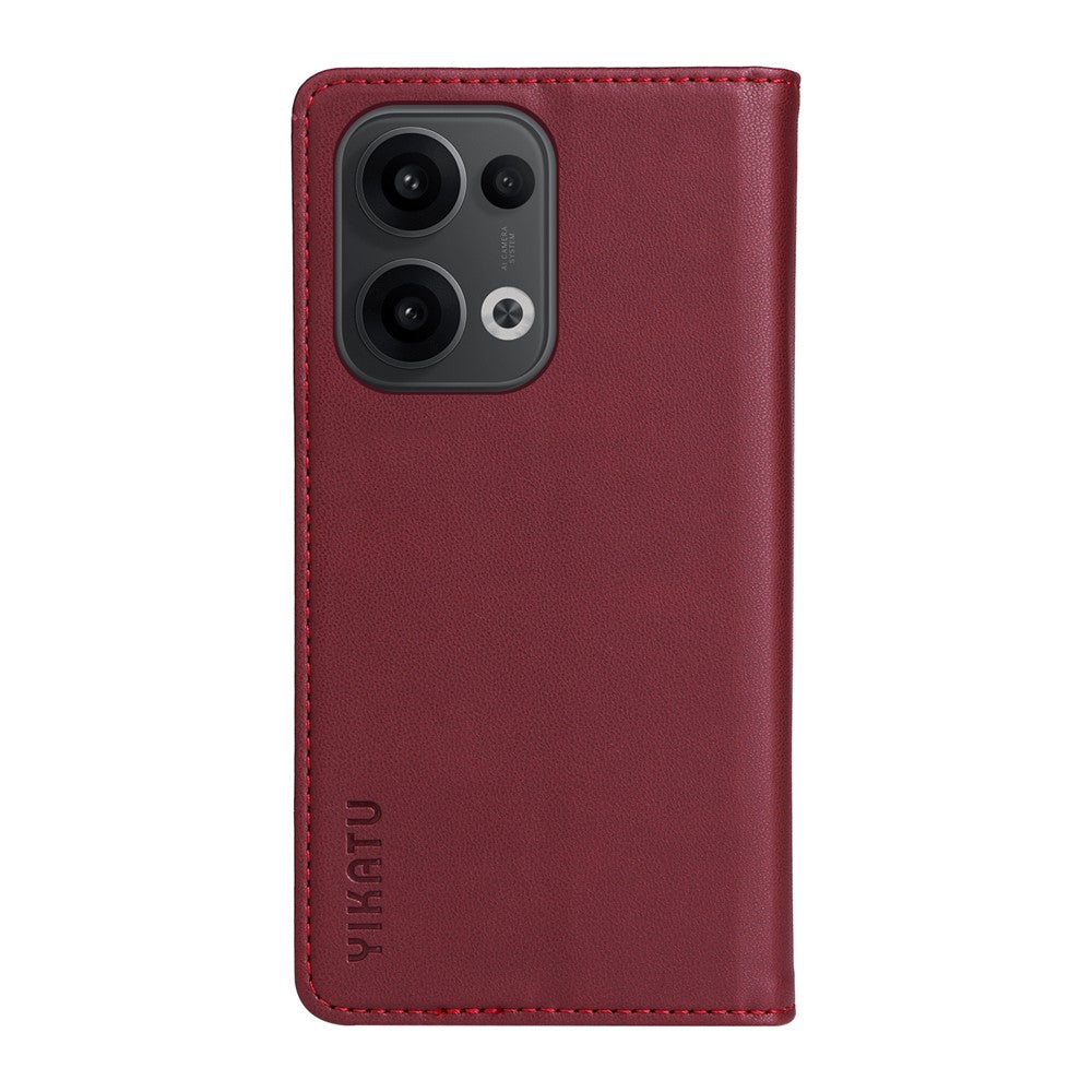 For Oppo Reno13 5G (Global) Phone Cases YIKATU Magnetic Closure PU Leather Mobile Cover - Wine Red