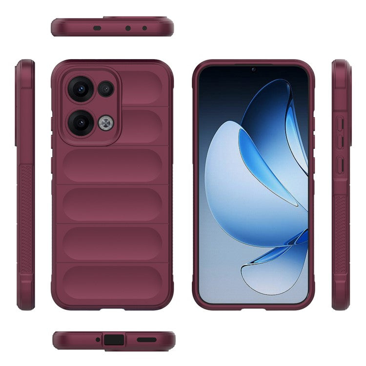For Oppo Reno13 5G (Global) Case Anti-Drop Soft TPU Rugged Phone Back Cover - Wine Red