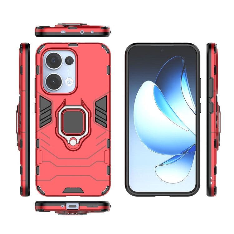 For Oppo Reno13 5G (Global) Case PC + TPU Protective Phone Cover with Ring Kickstand - Red