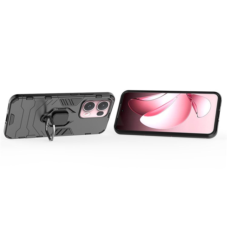 For Oppo Reno13 Pro 5G Case PC + TPU Protective Phone Cover with Ring Kickstand - Black