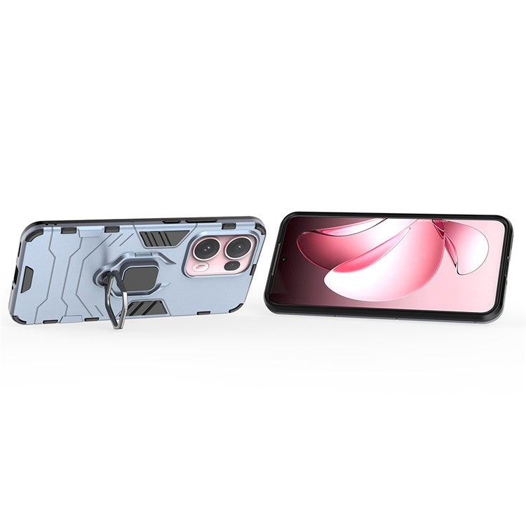 For Oppo Reno13 Pro 5G Case PC + TPU Protective Phone Cover with Ring Kickstand - Blue