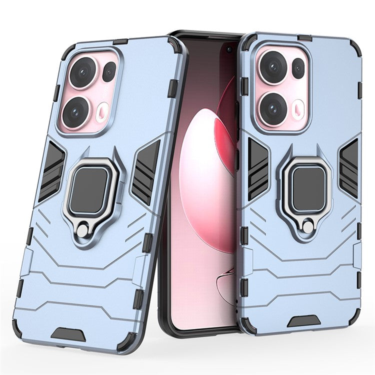 For Oppo Reno13 Pro 5G Case PC + TPU Protective Phone Cover with Ring Kickstand - Blue