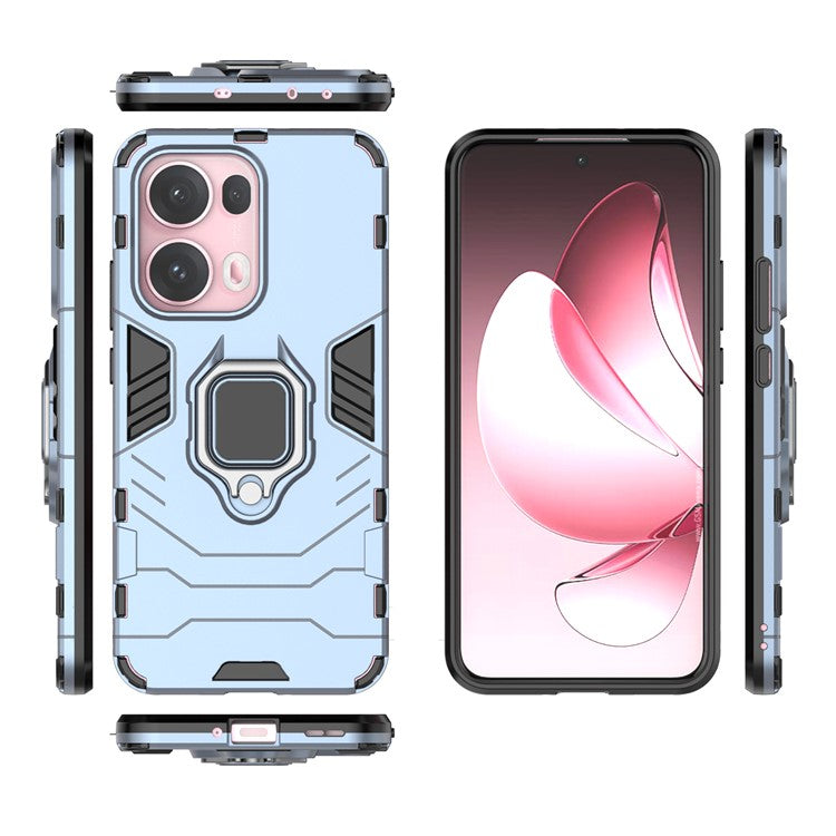 For Oppo Reno13 Pro 5G Case PC + TPU Protective Phone Cover with Ring Kickstand - Blue