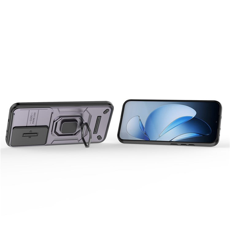 For Oppo Reno13 5G (Global) Case PC + TPU Kickstand Phone Protector with Lens Cover - Purple