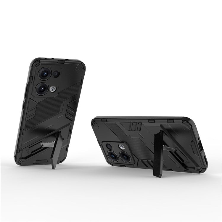 For Oppo Reno13 5G (Global) Case PC + TPU Shockproof Phone Cover with Kickstand - Black