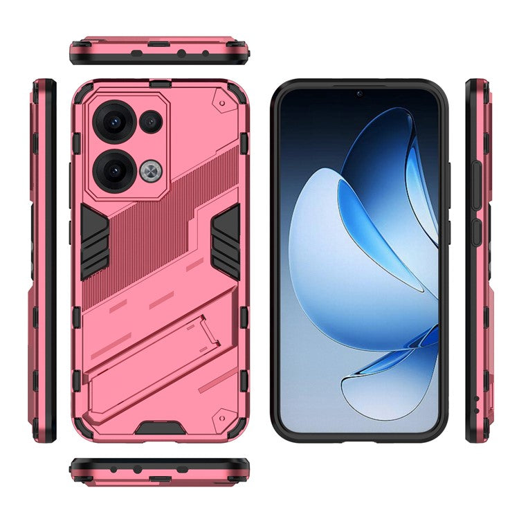 For Oppo Reno13 5G (Global) Case PC + TPU Shockproof Phone Cover with Kickstand - Rose