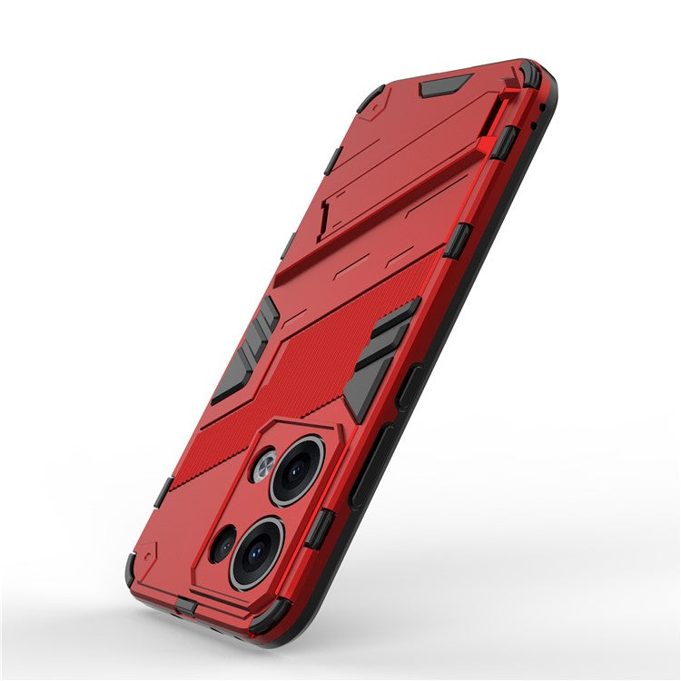 For Oppo Reno13 5G (Global) Case PC + TPU Shockproof Phone Cover with Kickstand - Red