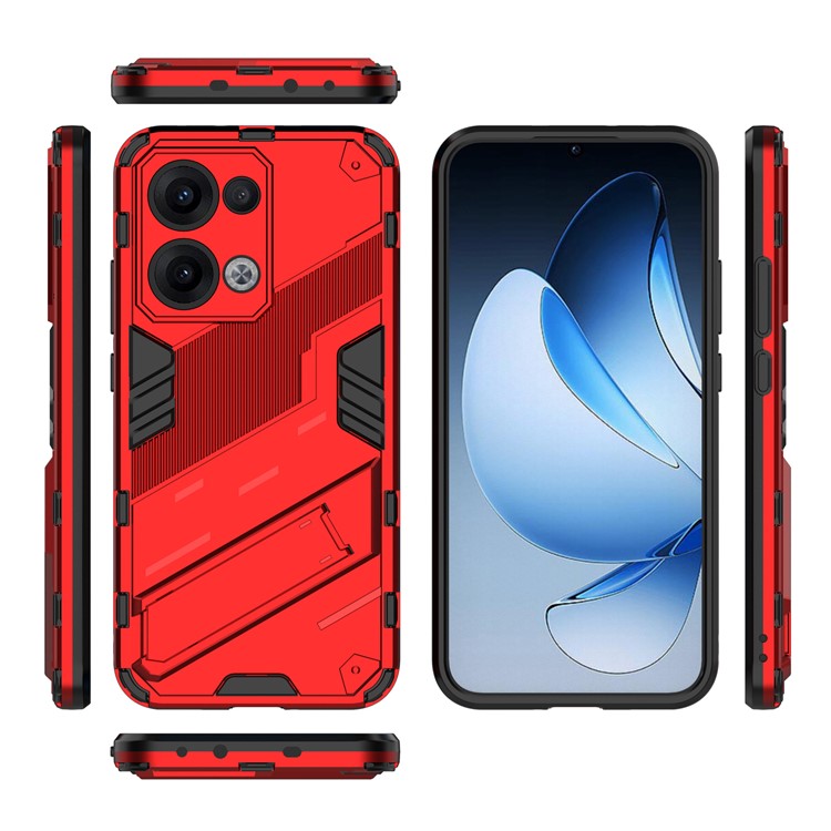 For Oppo Reno13 5G (Global) Case PC + TPU Shockproof Phone Cover with Kickstand - Red