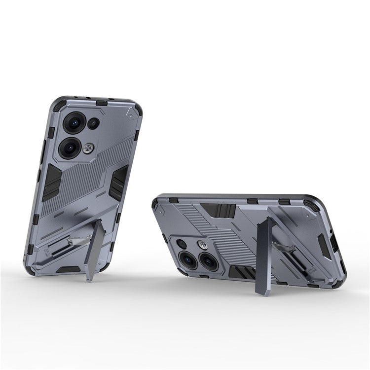 For Oppo Reno13 5G (Global) Case PC + TPU Shockproof Phone Cover with Kickstand - Grey