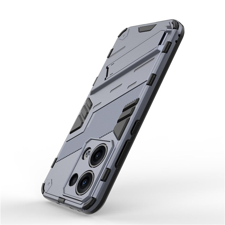 For Oppo Reno13 5G (Global) Case PC + TPU Shockproof Phone Cover with Kickstand - Grey